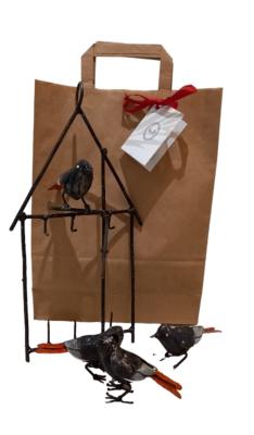 Lot de 3=Rouge Queue 1Porte Graisse Maison+1Couple+1Oiseau