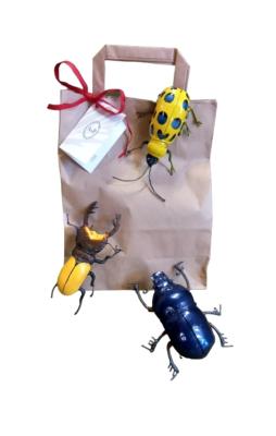 Lot de 3=Insectes Concombre à Pois+Lucane+Scarabée Bleu
