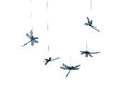 Libellules à suspendre bleues x5